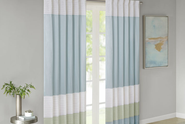 Amherst Polyoni Pintuck Curtain Panel in Green From Madison Park