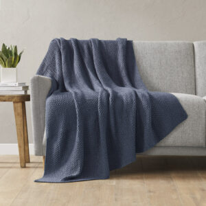 Bree Knit Throw in Indigo From INK+IVY