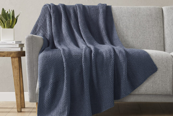 Bree Knit Throw in Indigo From INK+IVY