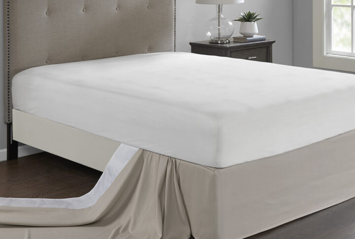 Simple Fit Wrap Around Adjustable Bedskirt in Khaki From Madison Park