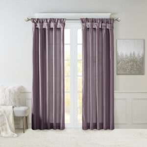 Emilia Twist Tab Lined Window Curtain Panel in Purple From Madison Park