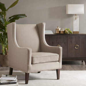 Barton Wing Chair in Taupe From Madison Park