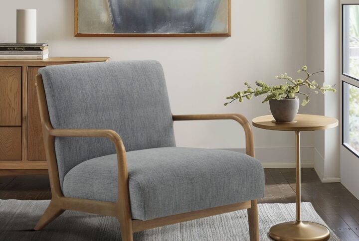 Novak Novak Mid-Century Modern Accent Armchair in Grey From INK+IVY