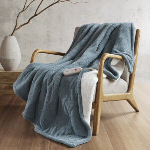 Amira Dream Soft Heated Throw in Blue From Sharper Image