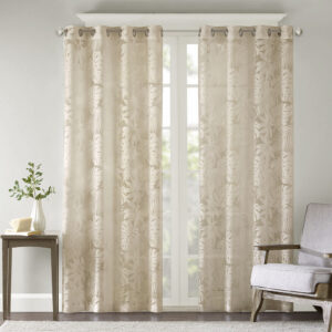 Leilani Palm Leaf Burnout Window Sheer in Natural From Madison Park