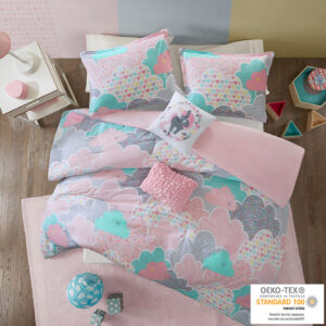 Cloud Cotton Printed Duvet Cover Set in Pink From Urban Habitat Kids