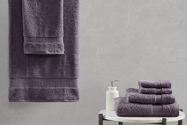 Luce 100% Egyptian Cotton 6 Piece Towel Set in Purple From Madison Park Signature