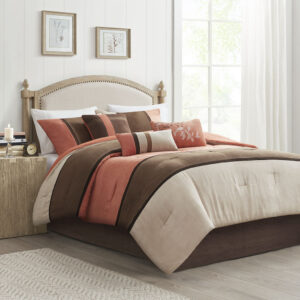 Palisades 7 Piece Faux Suede Comforter Set in Coral From Madison Park