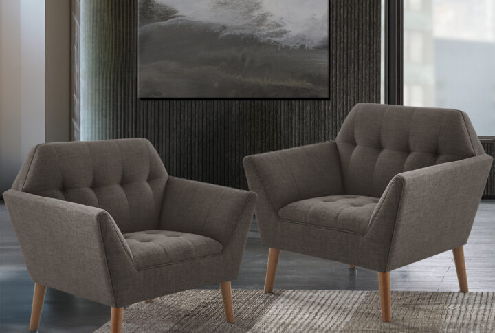 Newport Lounge Chair Set of 2 in Charcoal From INK+IVY