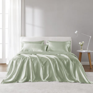 Satin Luxury Sheet Set in Sage From Madison Park Essentials