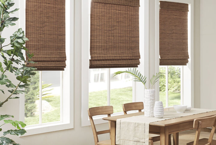 Eastfield Bamboo Light Filtering Roman Shade 64"L in Teak From Madison Park