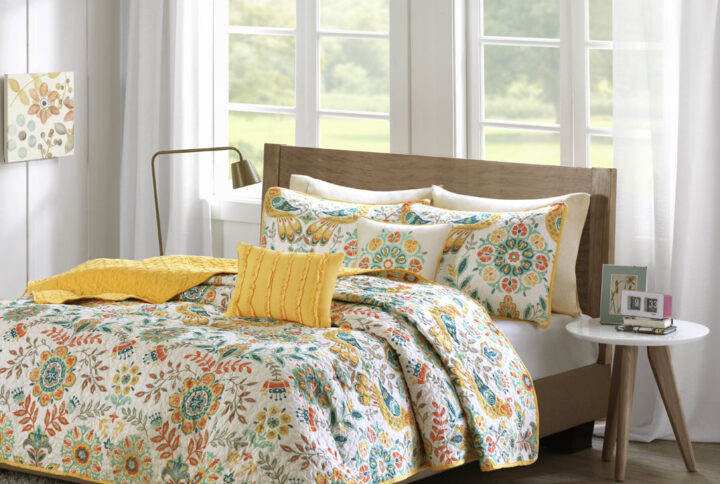 Nina Reversible Quilt Set with Throw Pillows in Multi From Intelligent Design