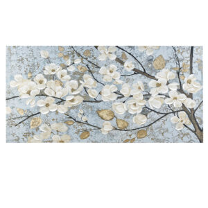 Luminous Bloom Gold Foil and Hand Embellished Floral Canvas Wall Art in Blue From Madison Park