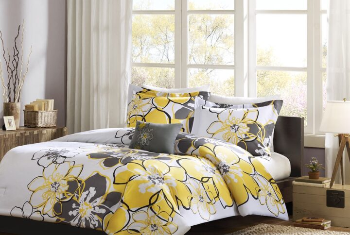 Allison Floral Comforter Set in Yellow From Mi Zone