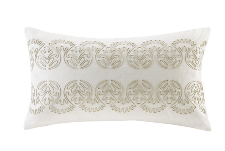 Suzanna Oblong Pillow in White From Harbor House