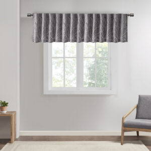 Andora Faux Silk Embroidered Window Valance in Grey From Madison Park