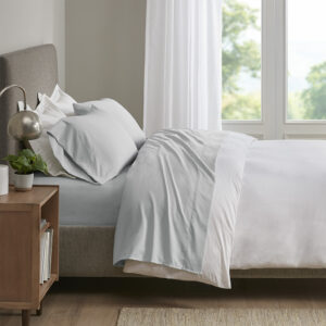 Smart Cool Microfiber Sheet Set in Light Grey From Sleep Philosophy