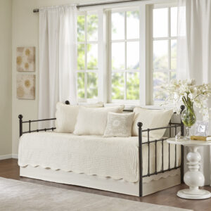 Tuscany 6 Piece Reversible Scalloped Edge Daybed Cover Set in Cream From Madison Park