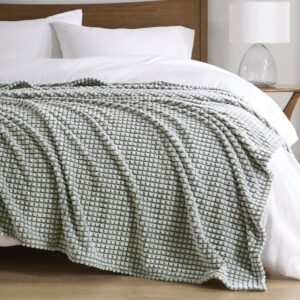 Carved Plush Blanket in Green From Madison Park