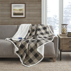 Linden Oversized Mink to Berber Heated Throw in Tan From Woolrich