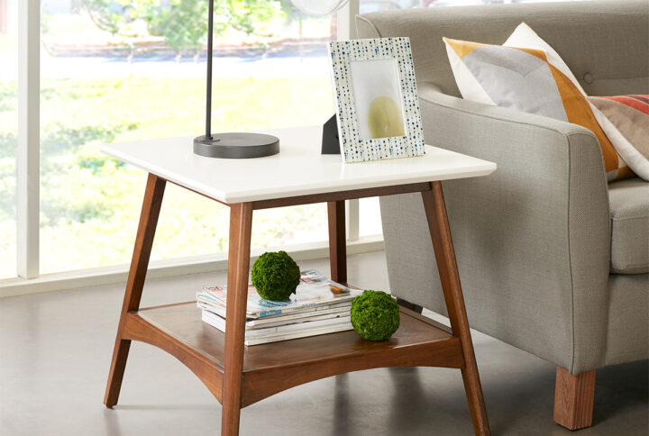 Parker End Table in Off-White/Pecan From Madison Park