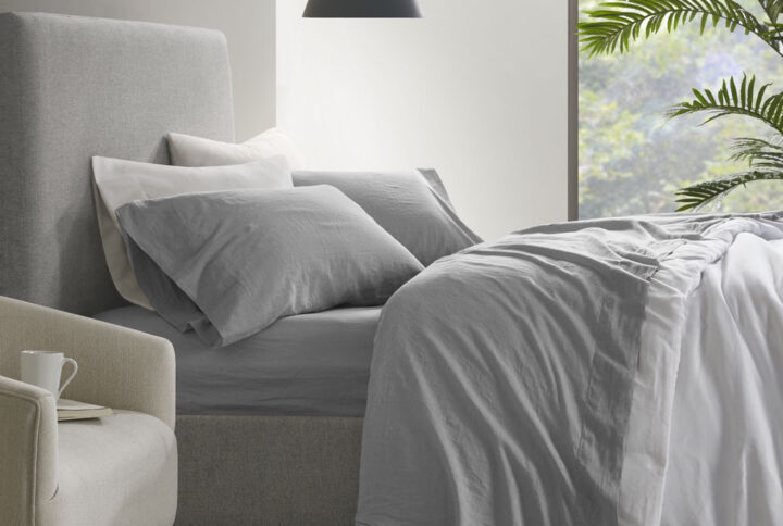 Linen Blend 4PC Sheet Set in Gray From Madison Park