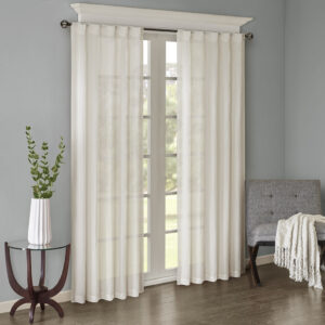 Harper Solid Crushed Curtain Panel Pair in White From Madison Park