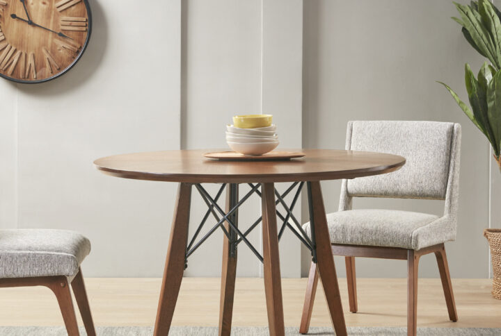 Clark/Boomerang Round Dining Set in Pecan From INK+IVY