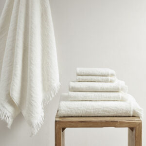 Nova Cotton Dobby Slub 6 Piece Towel Set in Ivory From INK+IVY