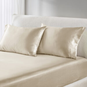 Satin Luxury 2 PC Pillowcases in Champagne From Madison Park Essentials