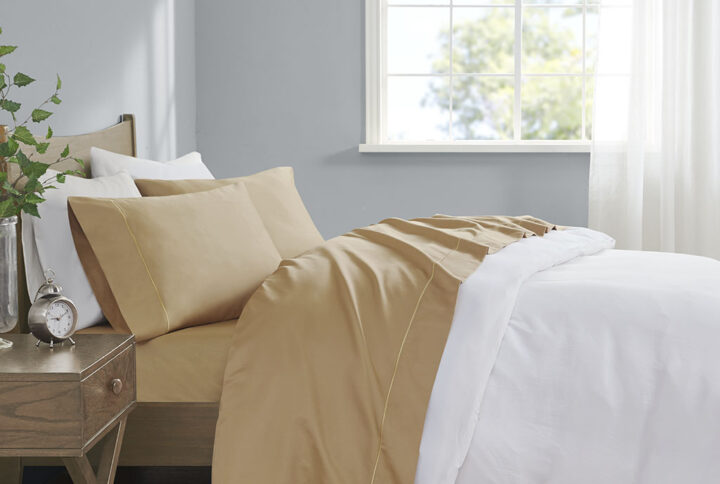 600 Thread Count Pima Cotton Sheet Set in Gold From Madison Park