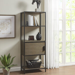 Darley 3-Shelf Bookcase with Storage Cabinet in Grey From Madison Park