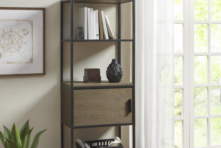 Darley 3-Shelf Bookcase with Storage Cabinet in Grey From Madison Park