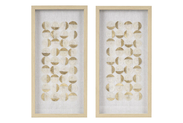 Aurelian Emblem Natural Capiz with Gold Foil 2-piece Shadowbox Wall Decor Set in Natural/Gold From Madison Park