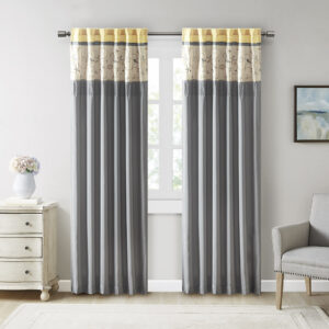 Serene Embroidered Curtain Panel in Yellow From Madison Park