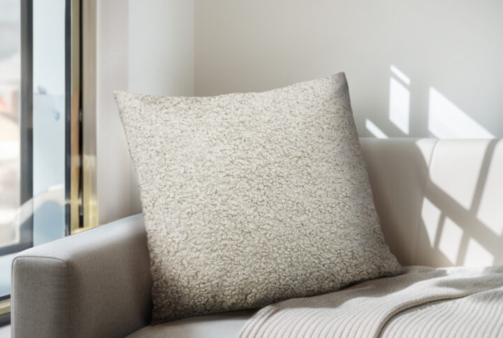 Tara Solid Boucle Square Pillow in Beige From Chapel Hill