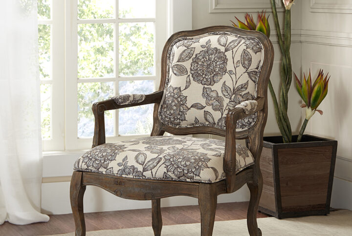 Monroe Camel Back Exposed Wood Chair in Multi From Madison Park