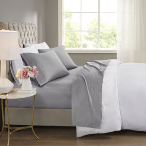 600 Thread Count Cooling Cotton Blend 4 PC Sheet Set in Grey From Beautyrest