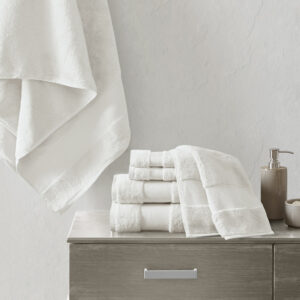 Turkish Cotton 6 Piece Bath Towel Set in White From Madison Park Signature