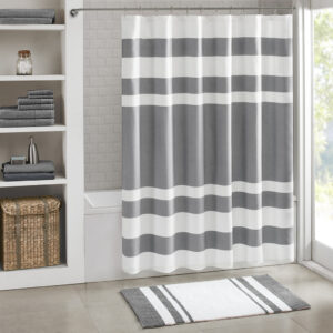 Spa Waffle Shower Curtain with 3M Treatment in Charcoal From Madison Park