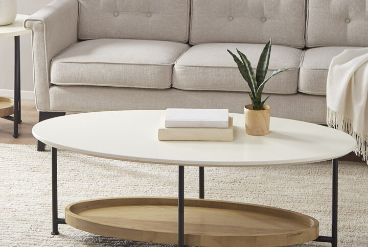 Beaumont Coffee Table in White/Natural From Madison Park