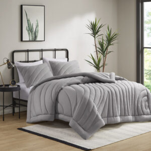 Juniper Poly Jersey Puffy Comforter Set in Gray From Urban Habitat