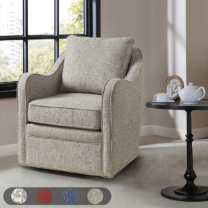 Brianne Wide Seat Swivel Arm Chair in Grey Multi From Madison Park