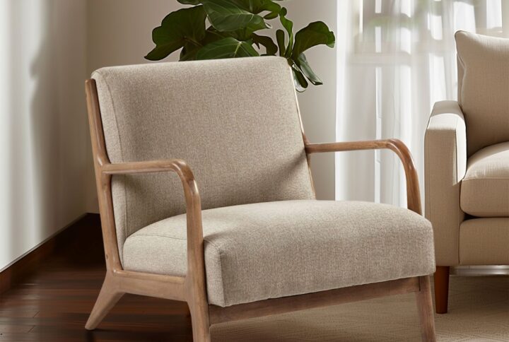 Novak Novak Mid-Century Modern Accent Armchair in Taupe From INK+IVY