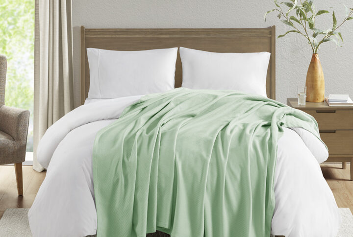 Liquid Cotton Blanket in Seafoam From Madison Park