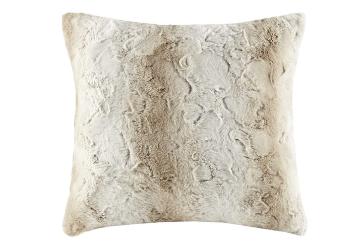 Zuri Faux Fur Square Pillow in Sand From Madison Park