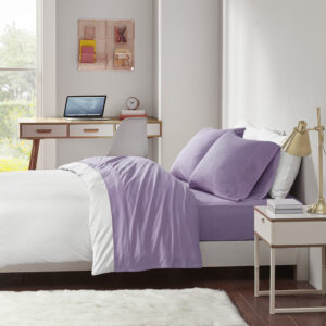 Cotton Blend Jersey Knit All Season Sheet Set in Purple From Intelligent Design