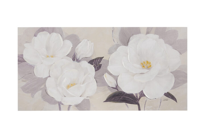 Midday Bloom Florals Embellished Canvas Wall Art in White From Madison Park