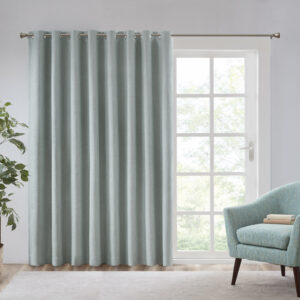 Maya Printed Heathered Blackout Window Patio Panel in Dusty Seafoam From SunSmart