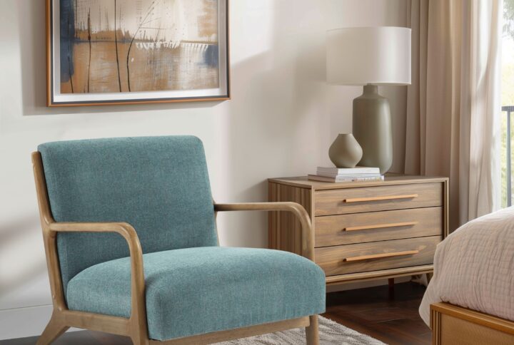 Novak Novak Mid-Century Modern Accent Armchair in Teal From INK+IVY